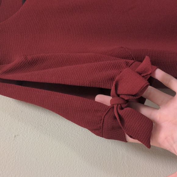 Crimson Tie-Sleeve Blouse - Picture 2 of 6